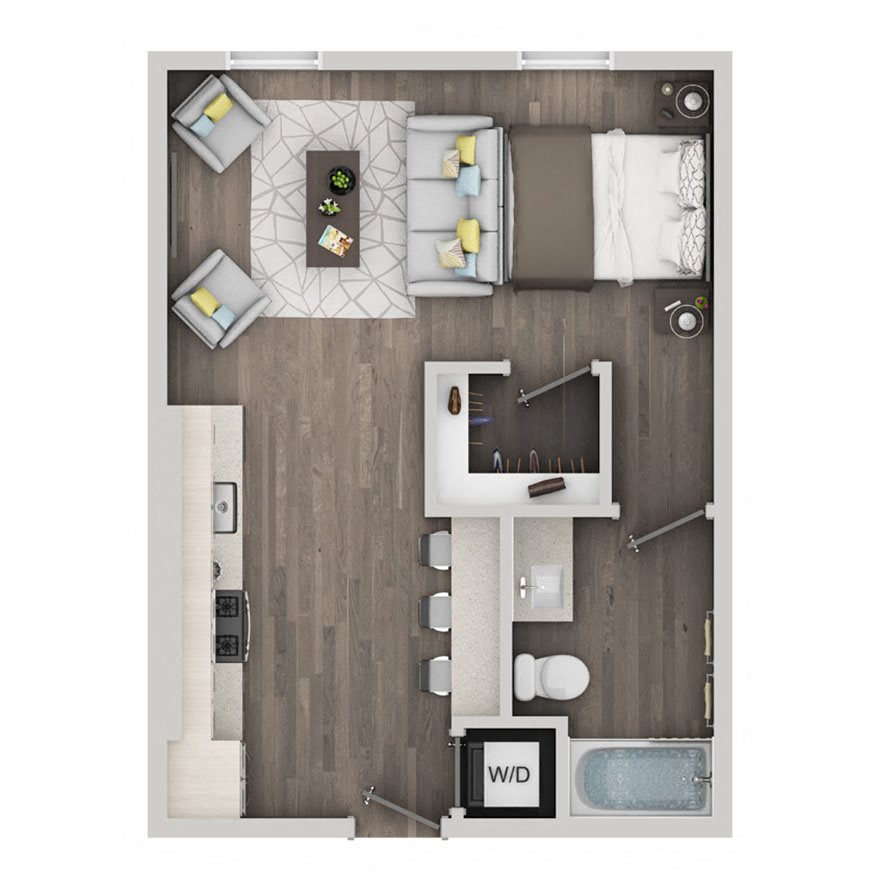 Studio Floor Plan nVe at Fairfax apartments